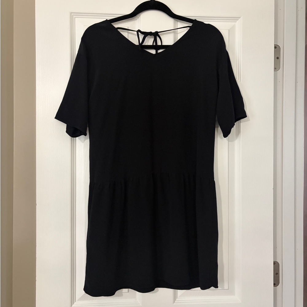 Eileen Fisher Black Tie-Back Short Sleeve Dress - Picture 4 of 4